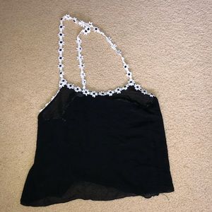 Black daisy lace tank